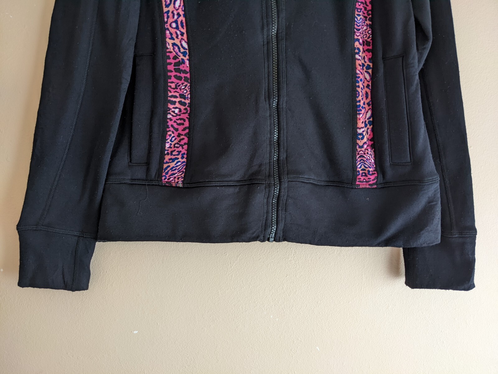 Felpa giacca vintage FILA nero rosa poliestere spandex full zip con cappuccio giacca donna large