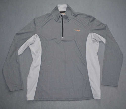 Copper Fit Mens Activewear Gray Long Sleeve Stretch 1/4 Zip Pullover Shirt Large