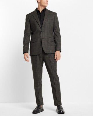 Giacca Express Slim Plaid Flanella Taglia 40R &ndash; Nuova Senza Etichette, Marrone
