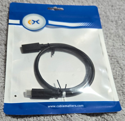 Cable Matters USB-C to USB-C Extension USB Cable 0.5 m Black 1:1