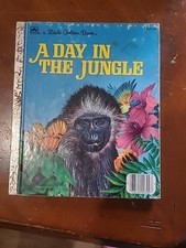 A Day In The Jungle 1985 Little Golden Book F Print Vintage Kids Hardcover