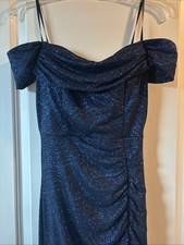 Windsor Off-Shoulder Navy Dress - S