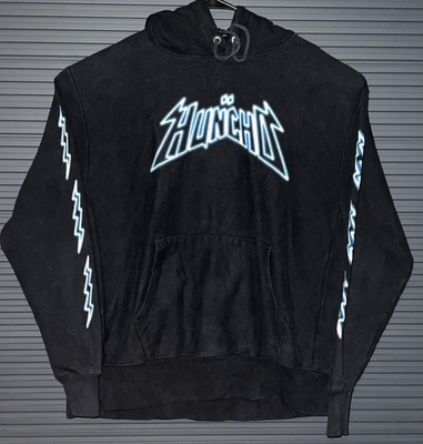 #ad Champion And Huncho Collab Hoodie Mens XL Black Lightning Sleeve Graphic $25.50