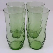 Vintage Green Swirl Optic Tumblers - Set of 4