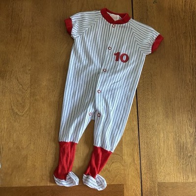 Vintage Dimi B Kessler Baby Baseball Romper Made In The USA Sz Large 12 Months