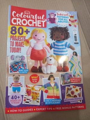 Colourful Crochet,100 Days Of Crafts,80+ Patterns,Toys,Dolls,Booties,Cardigans 