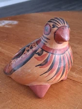 Tonala Style Unsigned Pottery Hand Painted Bird Quail Figurine Mexican Folk Art