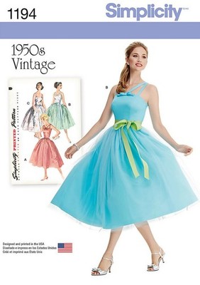 Simplicity 1194 Vintage Schnittmuster 1950s Kleid   Größe 6, 8, 10, 12, 14 uncut