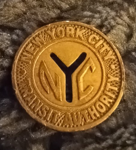 Vintage Nyc Transit Authority Fare Coin Cut Out Y