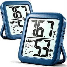 Antonki 2 Pack Room Thermometer Indoor Hygrometer 2 Pcs Navy Blue