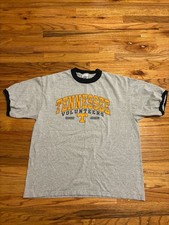 Vintage Delta Pro Weight Tennessee Volunteers Gray Ringer T-Shirt Made in USA Si