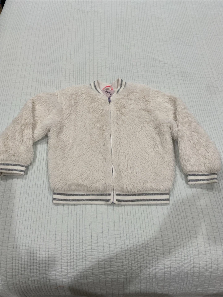 CHAQUETA PIEL DIFUSA HUEVO NUEVA YORK cremallera completa blanca plateada metálica niñas 6 Foto 2 de 4