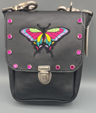 Women's Leather Clip Waist Bag Butterfly Hip Belt Pouch Biker READ All