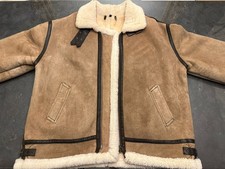 Sheepskin Aviator Flying Jacket Natural Wool (Shearling) & Leather - XL - XXL.