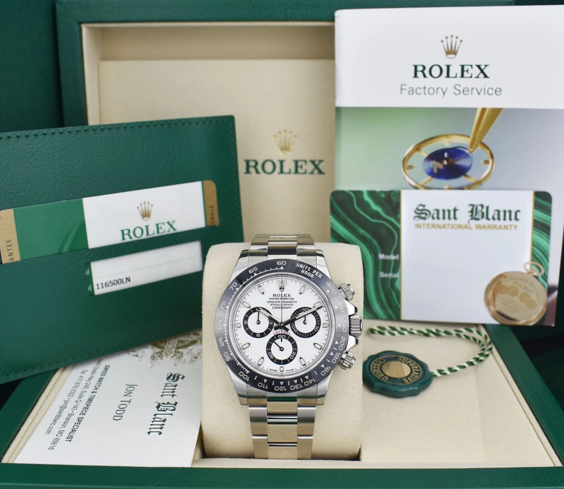 ROLEX 40mm Stainless Steel DAYTONA White Dial BOX & CARD 116500 LN SANT BLANC