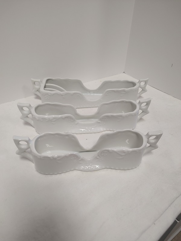 Set Of 3 White Maryland China Porcelain Buffet Silverware Holders. Excellent Con