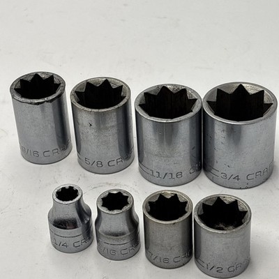 Craftsman Tools =V= SAE DOUBLE SQUARE Plug 8 Point Socket set master lot 8 pcs