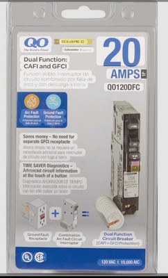 SQUARE D QO120DF QO120DFC  20A DUAL FUNCTION AFCI/GFCI QO TYPE BREAKER NEW
