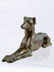 Greyhound Whippet Dog Figurine Statue Lying Reclining Metal Bronze Tone Vtg
