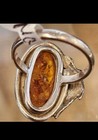 Vtg 70s Navajo Sterling Amber Feather SZ 6 Ring — photo 6
