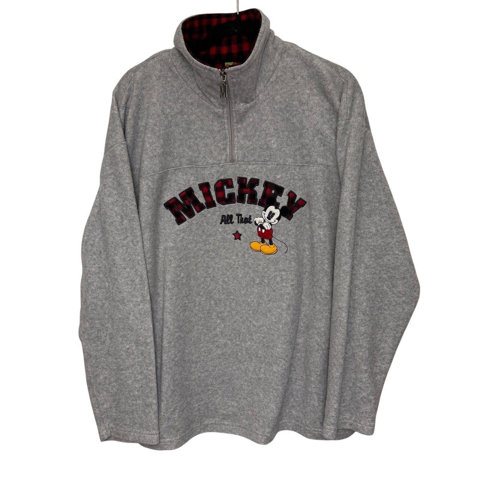 Disney Mickey Unlimited Gray Fleece Quarter Zip Pullover Sweatshirt Large