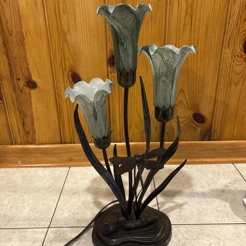 VTG Dale Tiffany Luminarie Tulip Lamp Dragonfly Connoisseur Collection BEAUTIFUL
