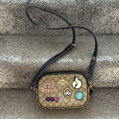 Coach Disney Evil Queen Small Crossbody Handbag Brown Black Graphic Print
