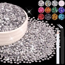 8000PCS 3mm Resin Rhinestones Bulk for Crafting Clear , Flatback Bedazzling ...