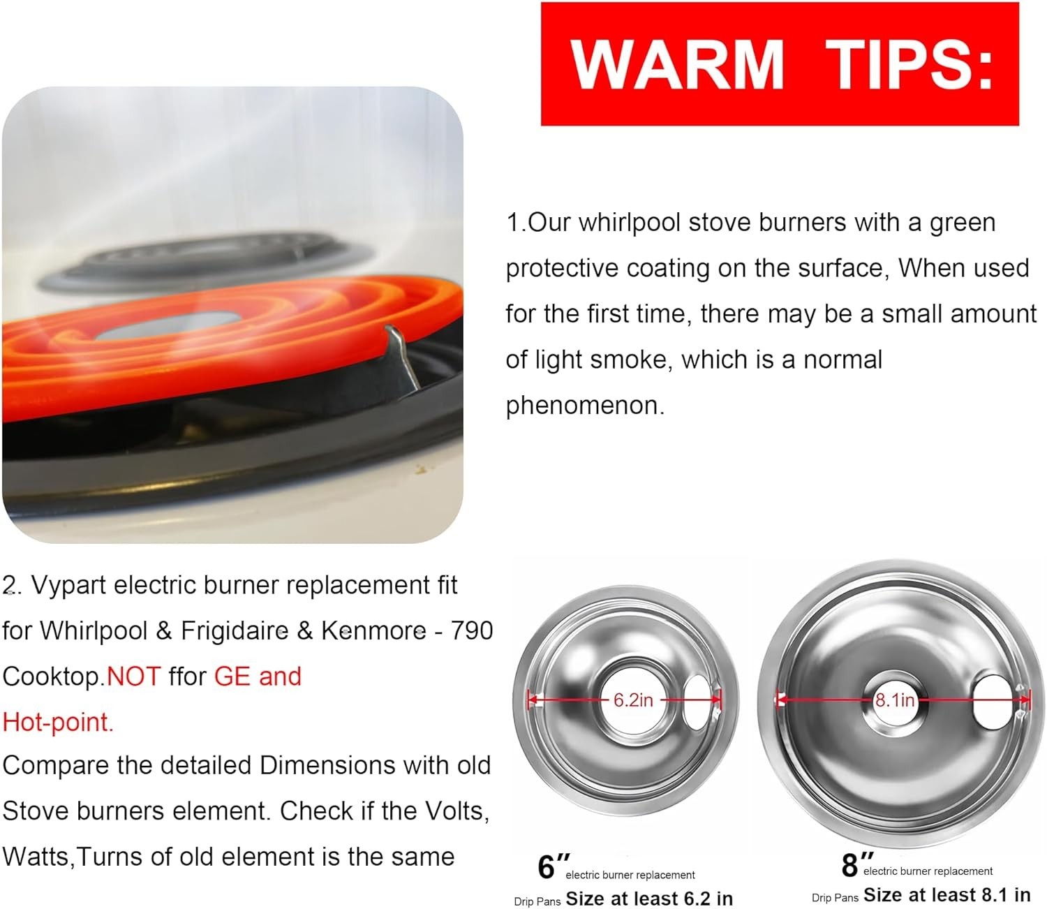 Stove Element Replacement ForAmana Whirlpool Kenmore Electric Range BurnerMP22YA