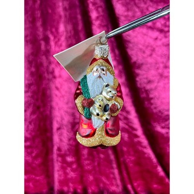 Vintage Handblown Glass Ornament Santa Claus & Teddy Bear Patricia Breen Poland