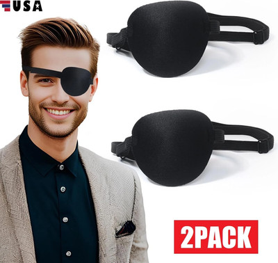 2Pcs Adjustable 3D Eye Patches for Lazy Eye Large Black Right Eye for Adults USA