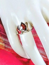 Sterling Silver Marquise Garnet Ring Size 6.75 3.3g  Superb Color  Setting