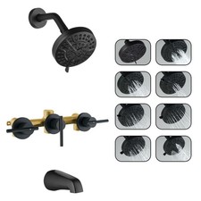 3 Handle Tub Shower Faucet Matte Black Tub and Shower Trim Kit Bathtub Shower...