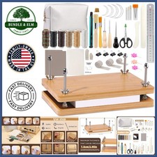 Kit de encuadernación clásico con prensa, agujas y varios materiales de encuadernación