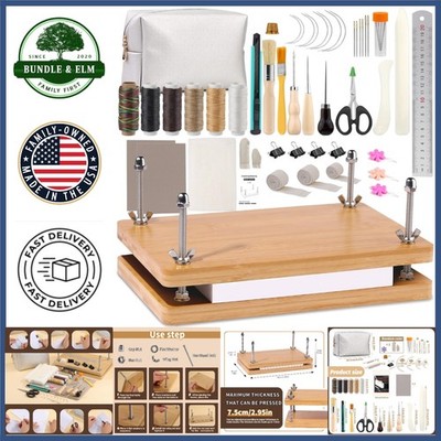 Classic Bookbinding Kit Featuring Press, Needles, and Various Binding Materials