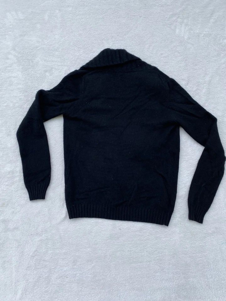 Barbara Bui Sweater Cardigan Sweater Black Wool Cashmere Ribbed V Neck Sz Small - Image 2 of 4