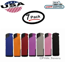 5-Flags Refillable Butane Windproof Torch Lighter With Cover White LED (7PK)