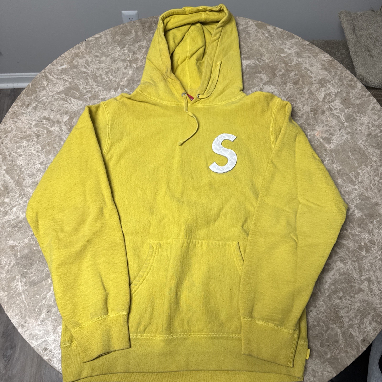 Supreme S LOGO LEATHER QUILT HOODIE Parker M Cotton YLW