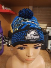 Jurassic World Kids Knit Winter Beanie Hat Blue Dinosaur One Size