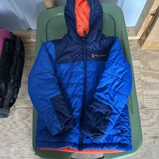 Free Country, Navy Blue Puffer, Orange Hooded Jacket Coat, Kids Size M 10/12 A1
