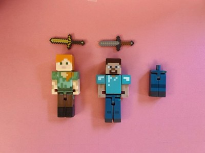 Minecraft Overworld 5pc lot Steve Alex Swords Legs