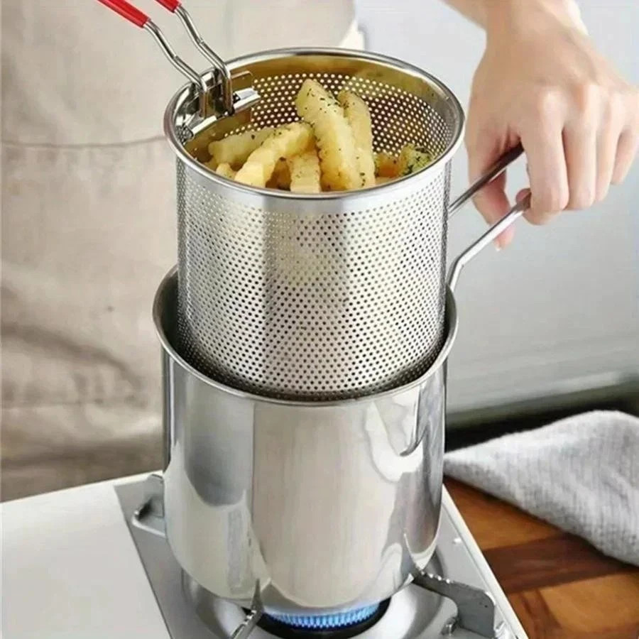 Compact Stainless Steel Fryer for Fries & Wings, with Filter Oil Pot & Tianfu Lu