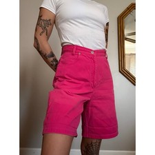 Vintage 80s Skoozi Hot Pink Bermuda Denim Shorts  Size S - 26" Waist