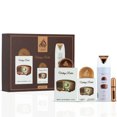 Lattafa Pride Vintage Radio ギフトセット Lattafa Vintage Radio Eau de Parfum & Perfumed Spray 3Pc Gift Set