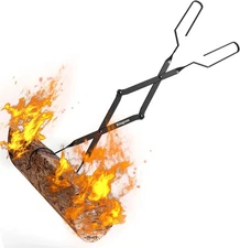 Arc Design Fireplace Tools, 26'' Firewood Tongs Log Grabber with Handcrafted