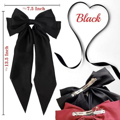 Large Ribbon Hair Bows for Women - Coquette Bow Hair Clips with
