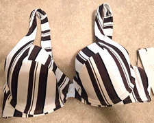 Calia Underwire Bikini Top Women's 34D Verigated Stripe Wh/BR/BLK