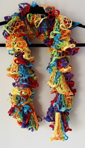 Hand Made Scarf 44” Women or Girls Red Green Blue Yellow Orange Purple