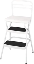 Cosco White Retro Counter Chair / Step Stool with Lift-Up Seat