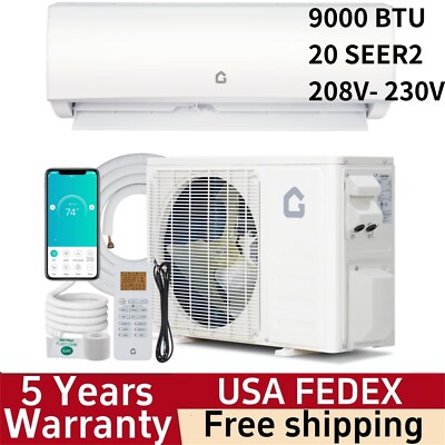 9000BTU Ductless Mini Split Air Conditioner AC Heat Pump System 20 SEER2 230V U